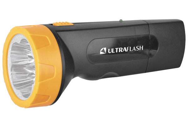 Фонарь туристический Ultraflash LED3827 0.7W 5LED от аккумулятора IP22 прямая подзарядка черный желт
