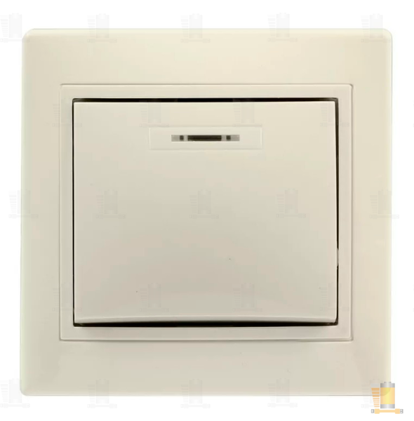 Выключатель Smartbuy 1-клавишный с индикатором 10А бежевый "Венера"