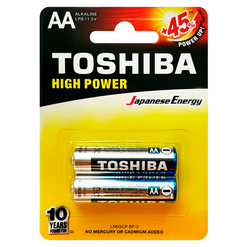 Батарейка Toshiba LR6 AA BL2 Alkaline 1.5V (2/24/288)