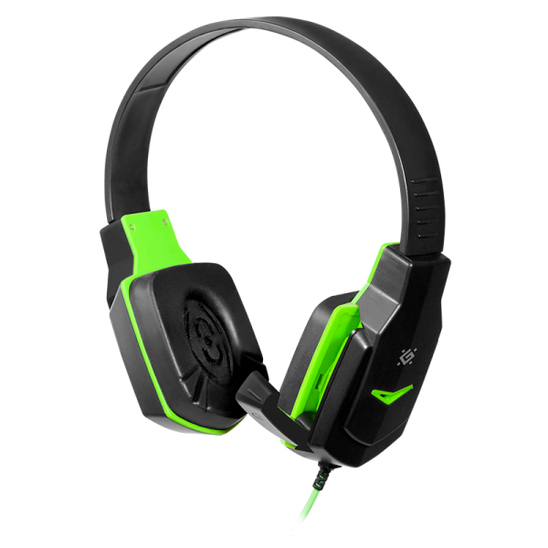 Наушники полноразмерные Defender G-320 Warhead с микр. игровые черный зеленый (1/20)