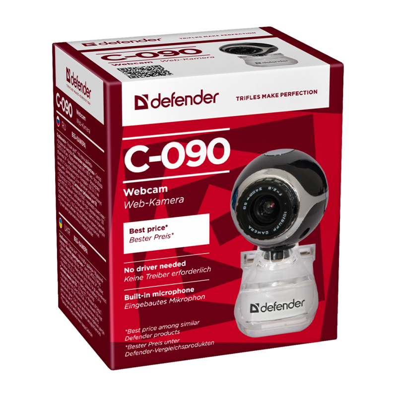 Веб-камера Defender C-090 CMOS 640x480 0.3Мп USB+Jack 3.5мм черный (1/50)