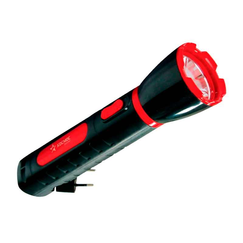 *Фонарь туристический Космос 103 1W 1LED от аккумулятора прямая подзарядка черный красный (1/25/50) 