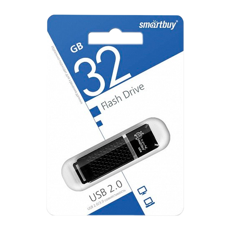 Флеш-накопитель Smartbuy Quartz 32GB USB2.0 пластик черный