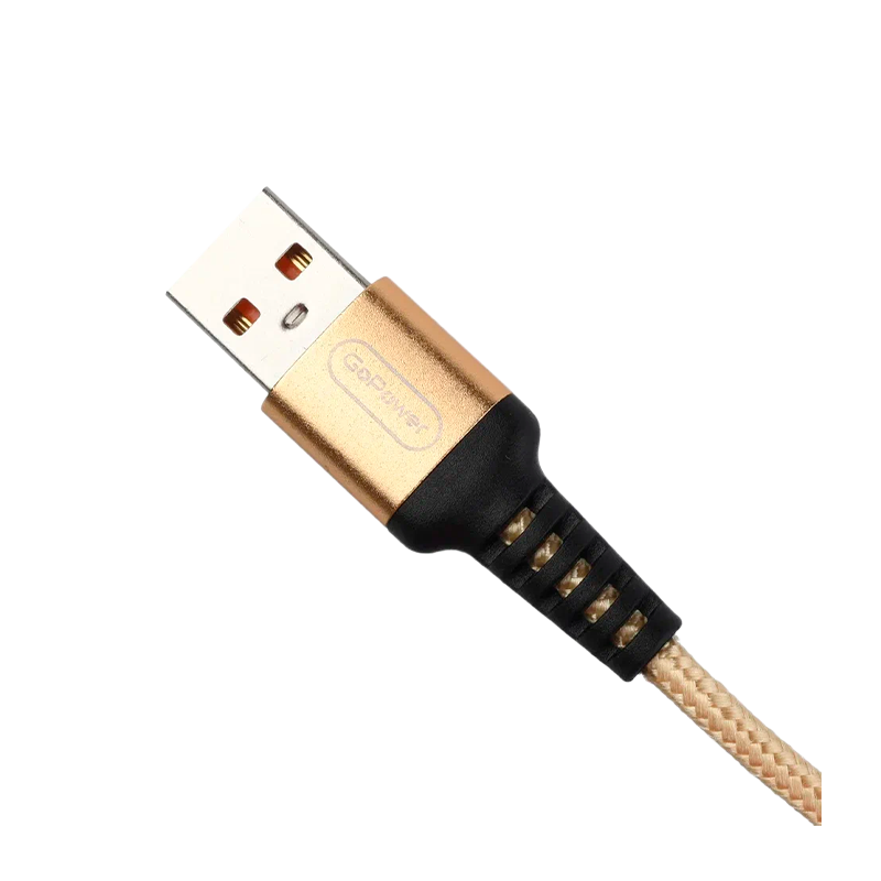 *Кабель GoPower GP02L USB (m)-Lightning (m) 1.0м 2.4A нейлон золотой (1/200/800) 