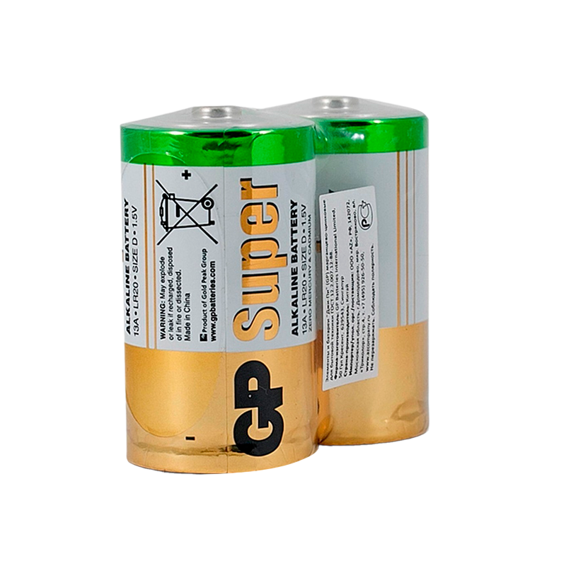 Батарейка GP Super LR20 D Shrink 2 Alkaline 1.5V (2/20/120)