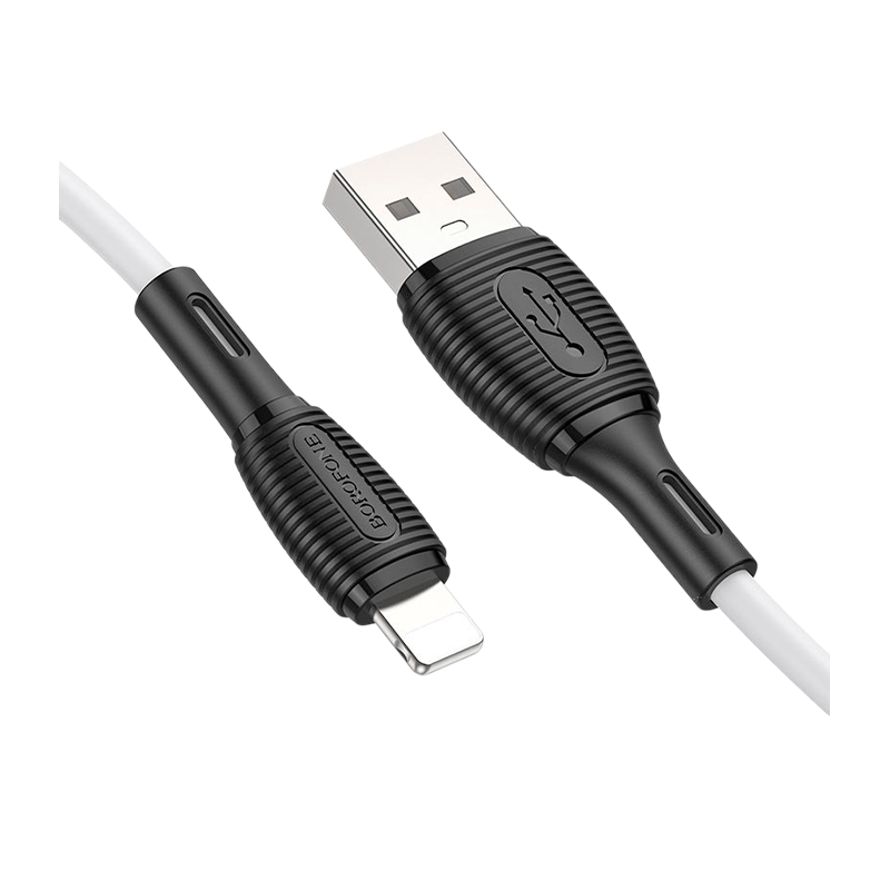 Кабель Borofone BX86 USB (m)-Lightning (m) 1.0м 2.4A силикон белый (1/360)