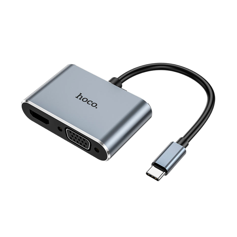 USB-Хаб HOCO HB30 1USB/Type-C/HDMI/VGA Type-C (m) USB3.0 серый (1/18/180)