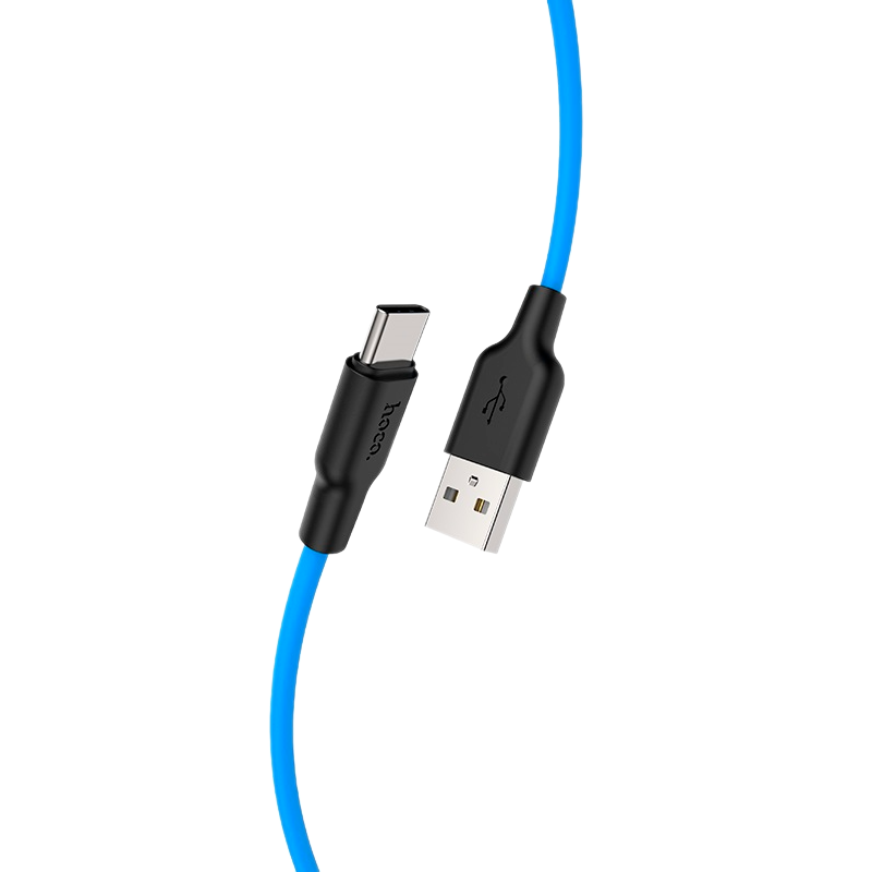 Кабель HOCO X21 Plus USB (m)-Type-C (m) 1.0м 3.0A силикон черный синий (1/28/168)