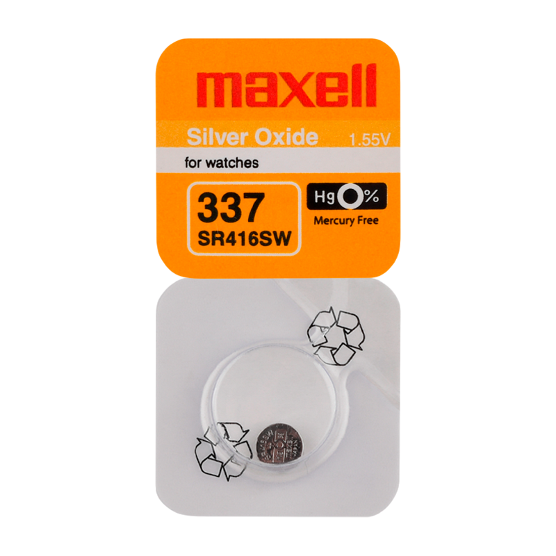 Батарейка Maxell 337 (SR416SW) BL1 Silver Oxide 1.55V 0%Hg (1/10/100)