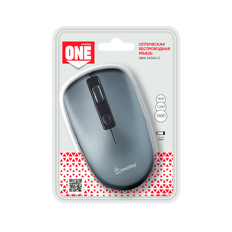 Мышь беспроводная Smartbuy 345AG ONE классическая USB серый (1/40)