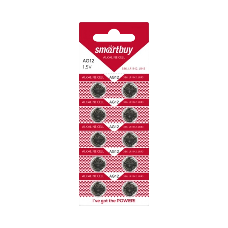 Батарейка Smartbuy G12/LR1142/LR43/386A/186 BL10 Alkaline 1.5V (10/200/2000)