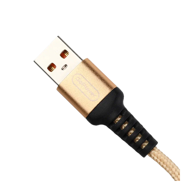 *Кабель GoPower GP02M USB (m)-microUSB (m) 1.0м 2.4A нейлон золотой (1/200/800) 