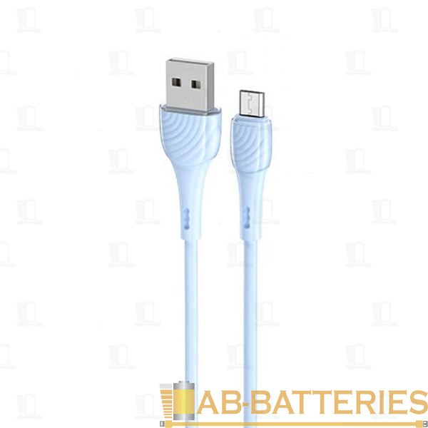 Кабель HOCO X49 USB (m)-microUSB (m) 1.0м 2.4A силикон голубой (1/31/310)