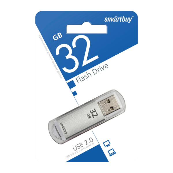 Флеш-накопитель Smartbuy V-Cut 32GB USB2.0 пластик серебряный