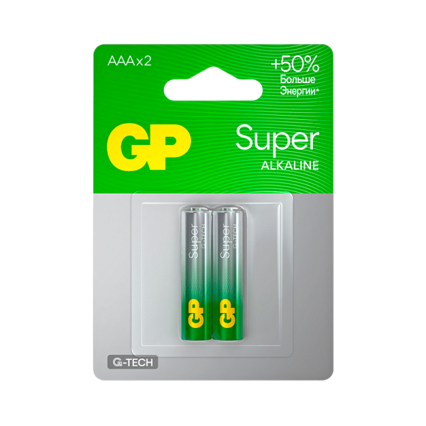 Батарейка GP Super G-Tech LR03 AAA BL2 Alkaline 1.5V (2/20/160)