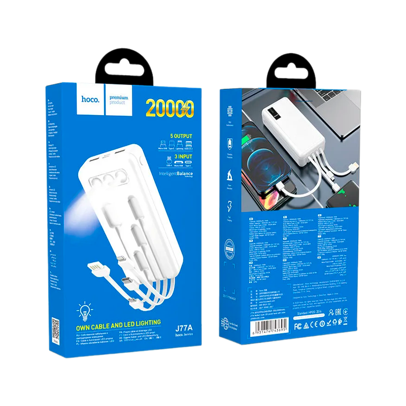Внешний аккумулятор HOCO J77A 20000mAh дисплей белый