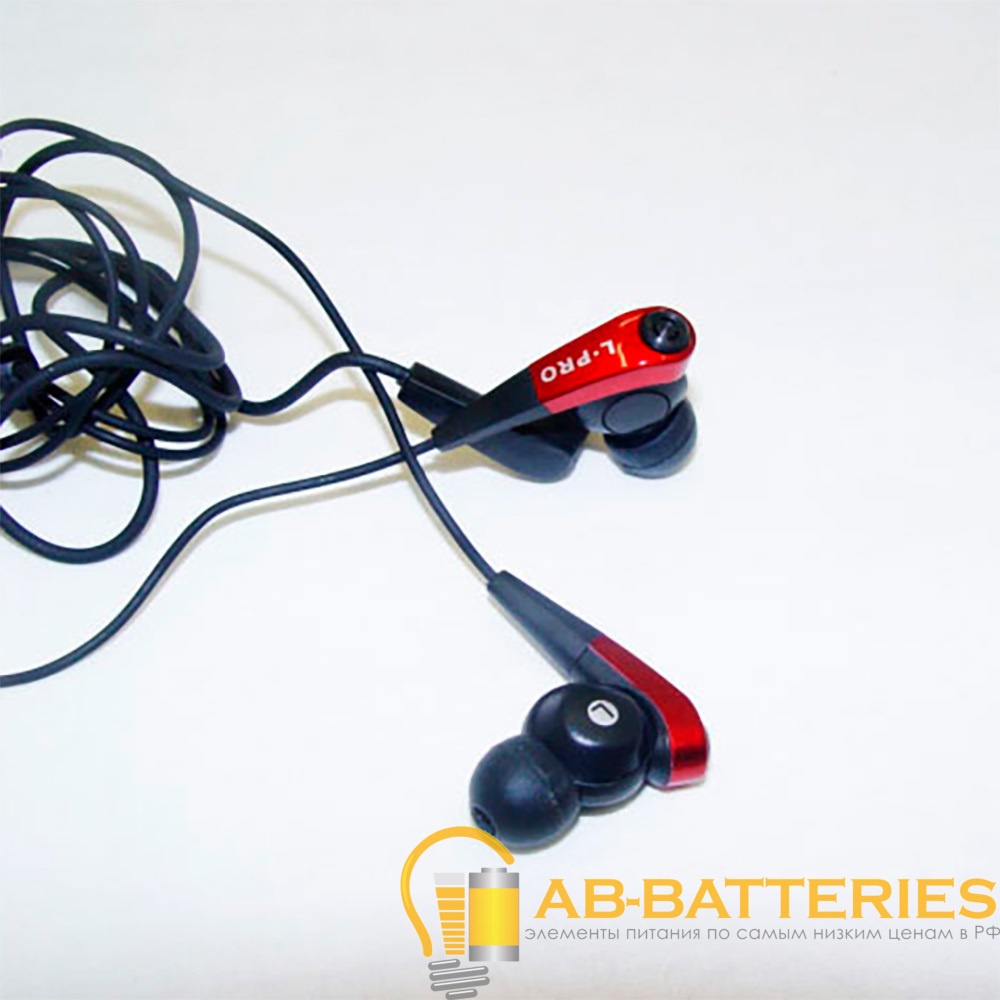 Наушники внутриканальные L-PRO AP-065MP черный красный (1/10/120)