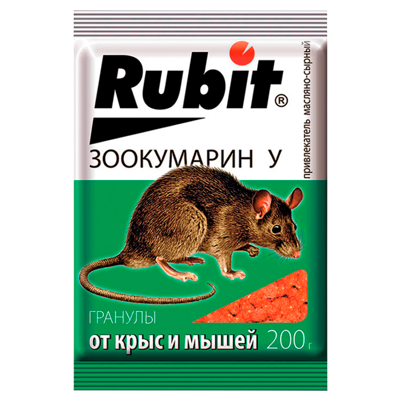 Гранулы Рубит Зоокумарин+ сыр 200 гр 35 шт./кор Летто