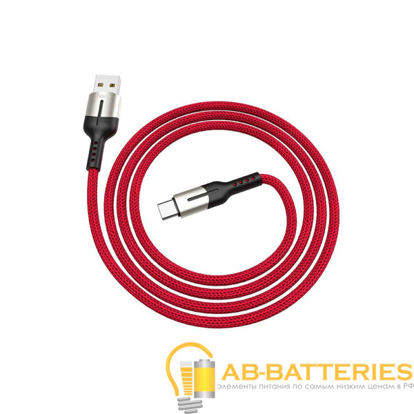 Кабель HOCO U68 USB (m)-microUSB (m) 1.2м 4.0A ткань красный (1/20/200)