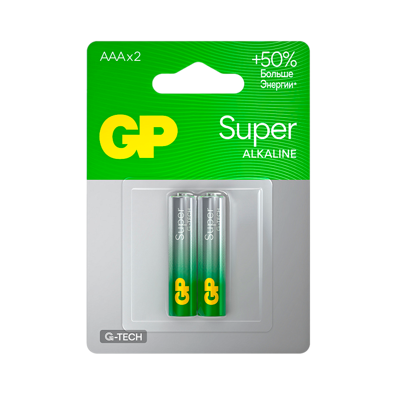 Батарейка GP Super G-Tech LR03 AAA BL2 Alkaline 1.5V (2/20/160) R