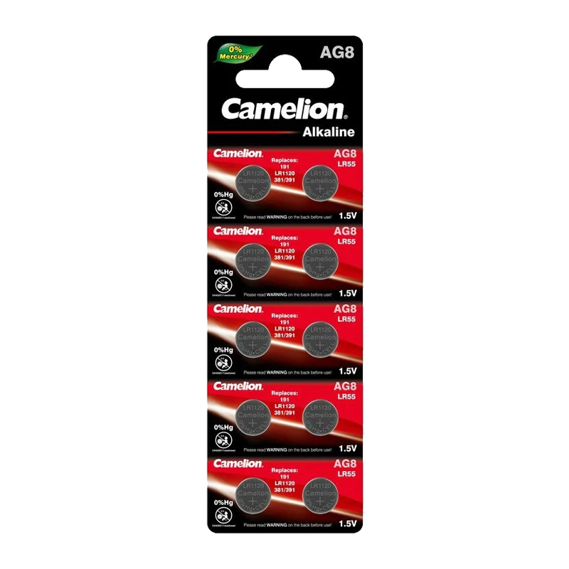 Батарейка Camelion G8/LR1120/LR55/391A/191 BL10 Alkaline 1.5V (10/100/3600)