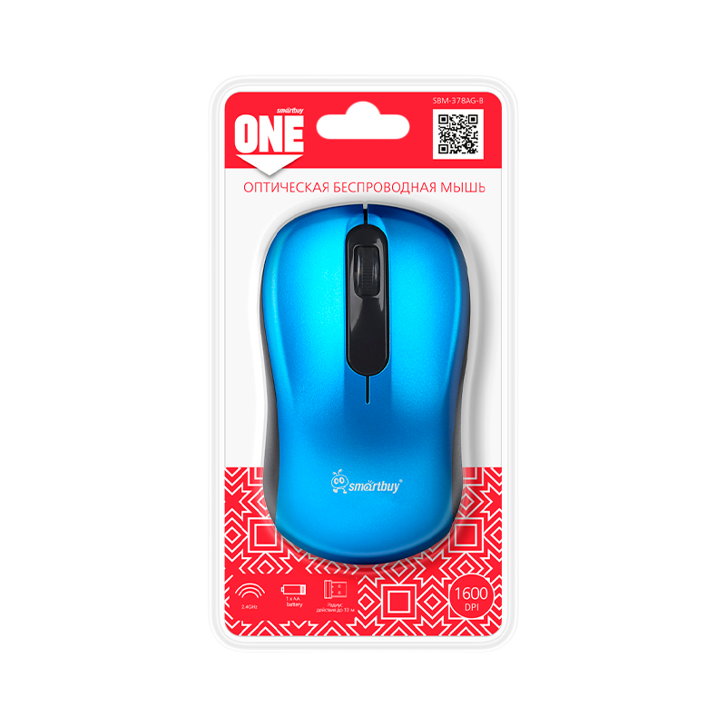 Мышь беспроводная Smartbuy 378AG ONE классическая USB синий (1/40)