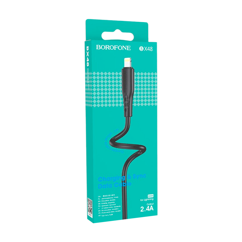 Кабель Borofone BX48 USB (m)-Lightning (m) 1.0м 2.4A ПВХ черный (1/360)