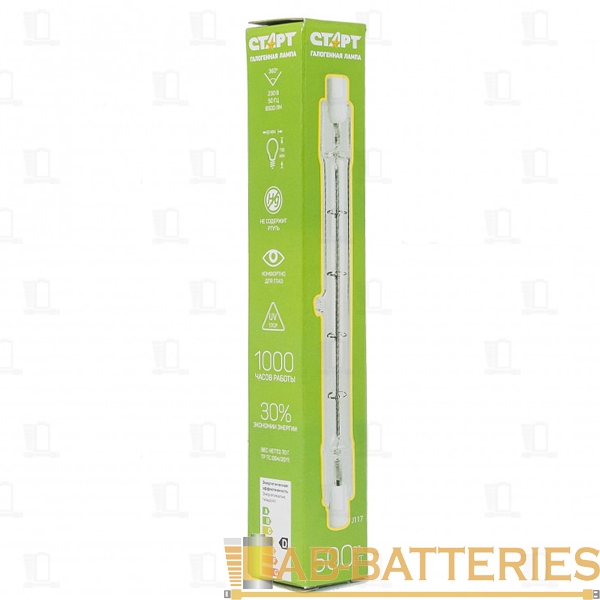 Лампа галогенная Старт J117 R7s 500W 2800К 220-230V трубка