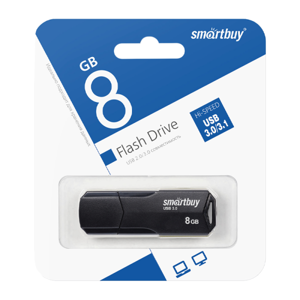 Флеш-накопитель Smartbuy Clue 8GB USB3.1 пластик черный