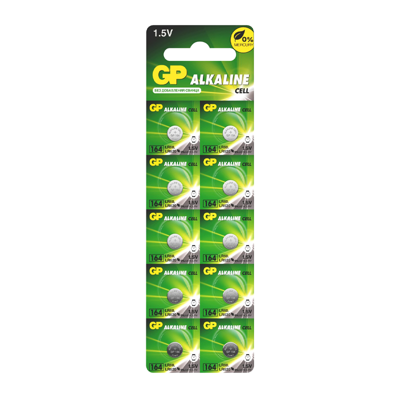Батарейка GP G1/LR621/LR60/364A/164 BL10 Alkaline 1.5V отрывные (10/250/5000)