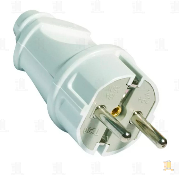 Вилка Smartbuy, прямая с заземлением белая 16А 250В