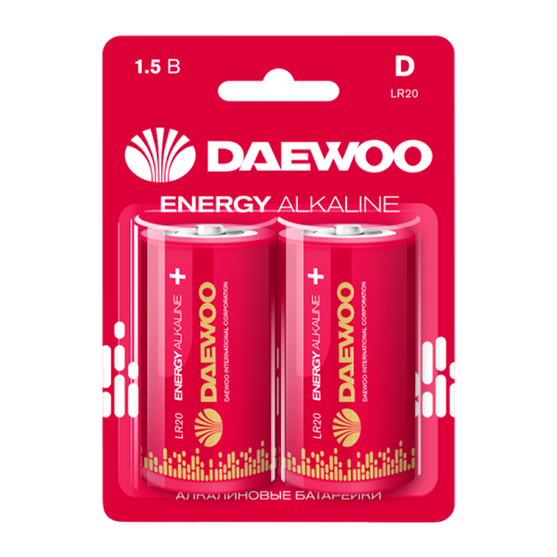 Батарейка Daewoo ENERGY LR20 D BL2 Alkaline 1.5V (2/12/96)