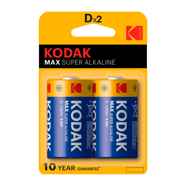 Батарейка Kodak MAX LR20 D BL2 Alkaline 1.5V (2/20/100/3200)