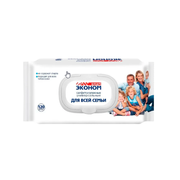 Салфетка SMART Эконом универсальные с пластиковым клапаном 120шт. (1/16)