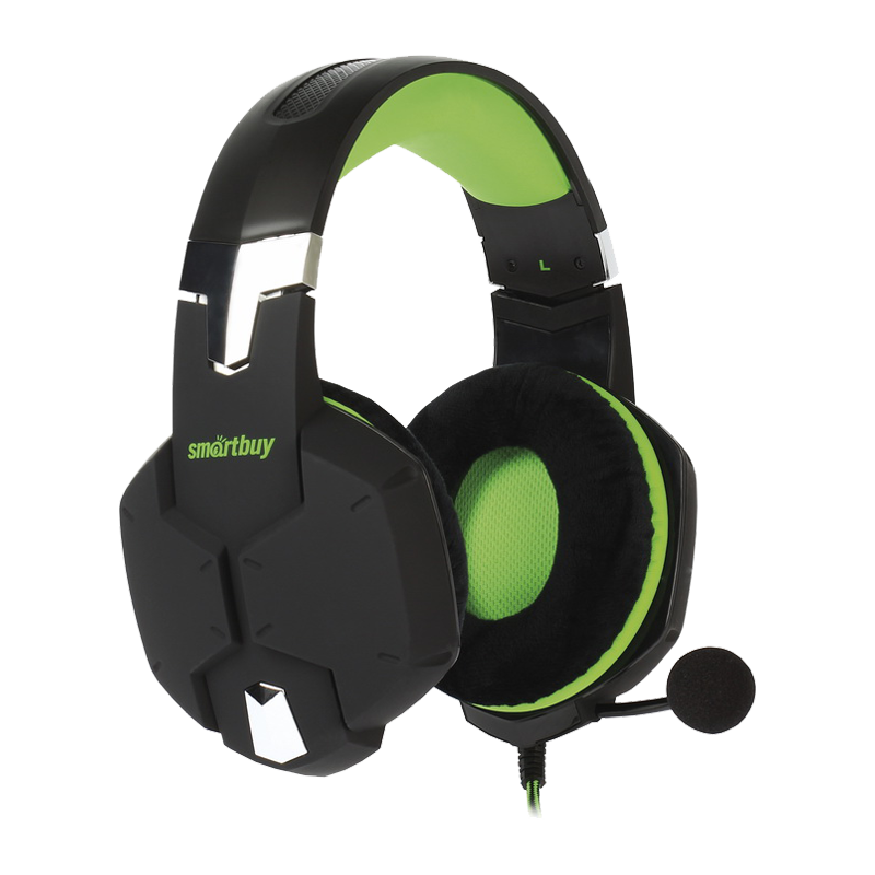 Наушники полноразмерные Smartbuy Rush Viper с микр. игровые черный зеленый