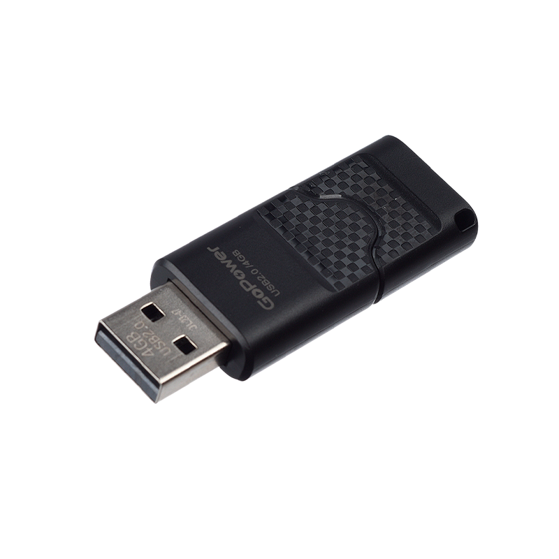 Флеш-накопитель GoPower SLIDER 4GB USB2.0 пластик черный матовый (1/50/1000)