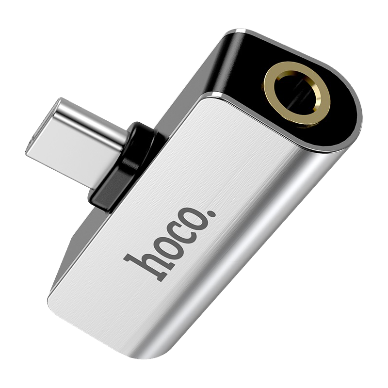 Переходник AUX HOCO LS26 Jack 3.5mm (f)-Type-C (m)/Type-C (f) пластик серебряный (1/31/310)