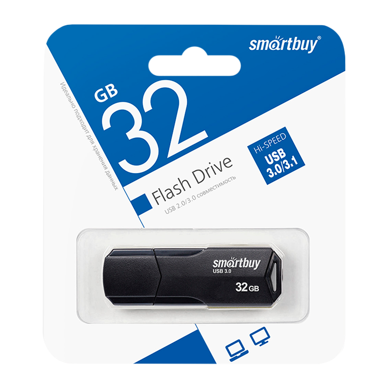 Флеш-накопитель Smartbuy Clue 32GB USB3.1 пластик черный
