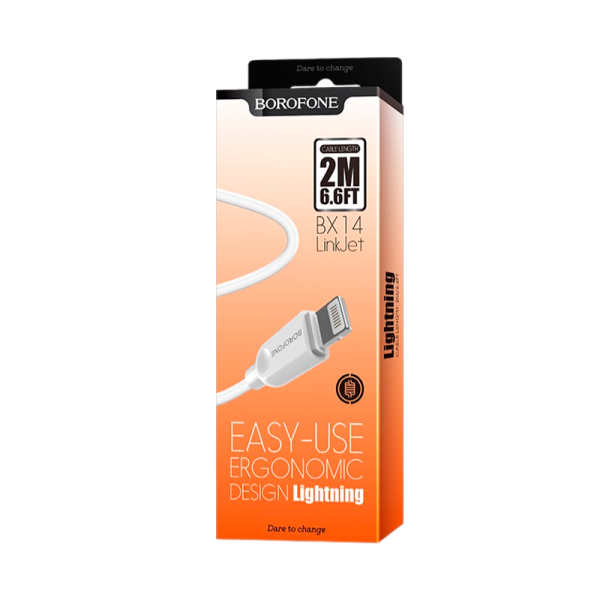 Кабель Borofone BX14 USB (m)-Lightning (m) 2.0м 2.0A ПВХ белый (1/360)