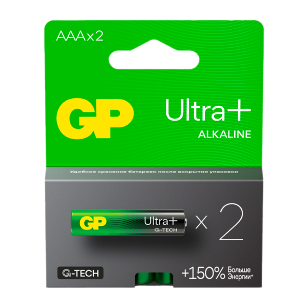 Батарейка GP ULTRA PLUS G-tech LR03 AAA BL2 Alkaline 1.5V (2/20/160)