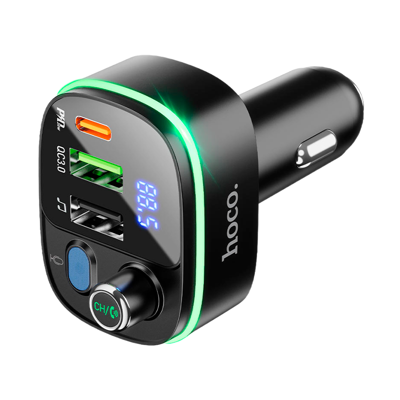 FM-трансмиттер HOCO E62 2USB+Type-C microSD bluetooth 5.0 черный (1/120)