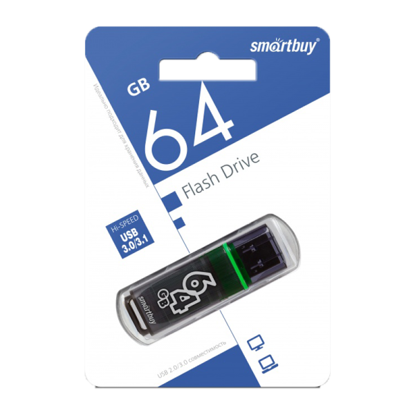 Флеш-накопитель Smartbuy Glossy 64GB USB3.0 пластик серый