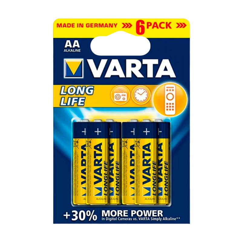 Батарейка Varta LONGLIFE LR6 AA BL4+2 Alkaline 1.5V (4106) (6/60/300)