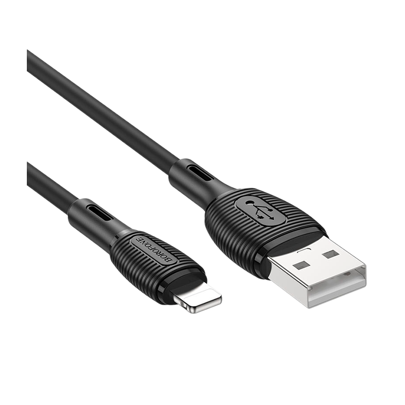 Кабель Borofone BX86 USB (m)-Lightning (m) 1.0м 2.4A силикон черный (1/360)