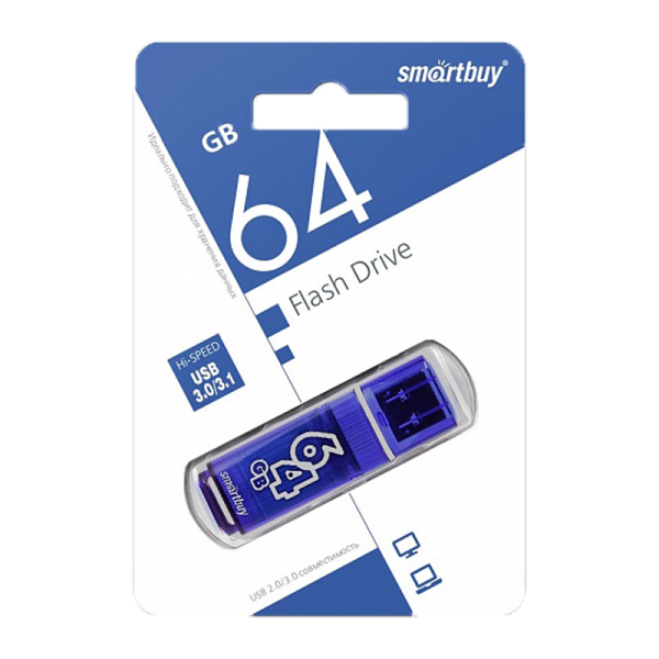 Флеш-накопитель Smartbuy Glossy 64GB USB3.0 пластик синий
