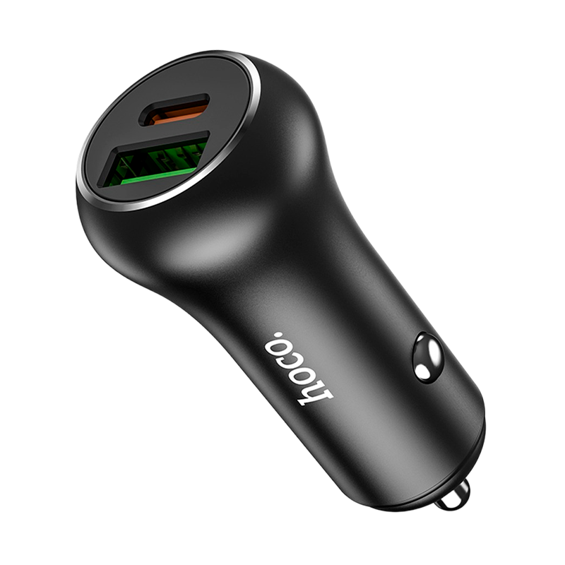Автомобильное З/У HOCO Z38 1USB/Type-C QC3.0 черный (1/12/120)