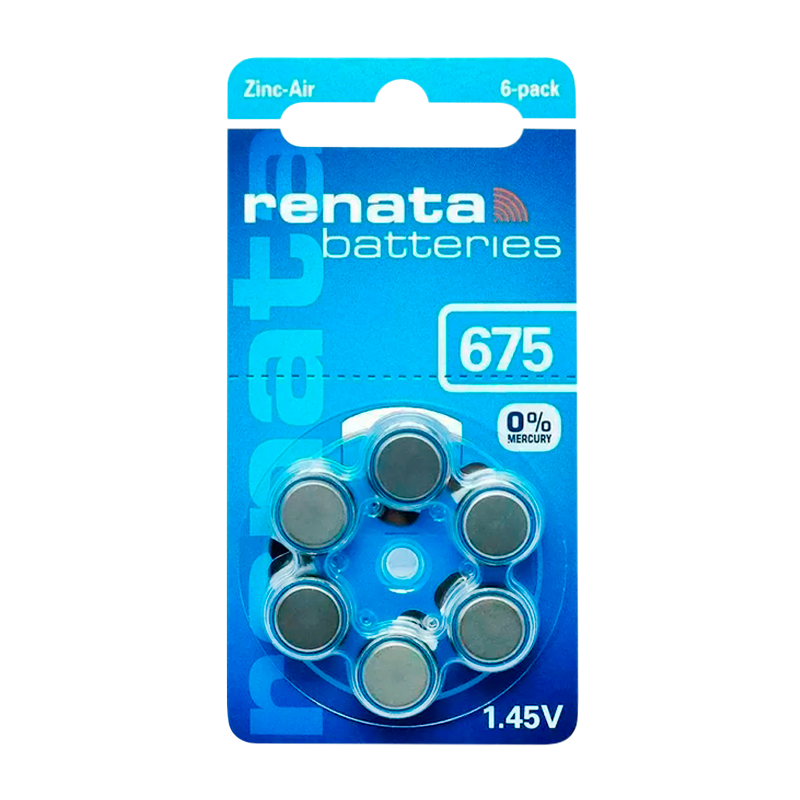 Батарейка Renata ZA675 BL6 Zinc Air 1.45V (6/60/300/3000)