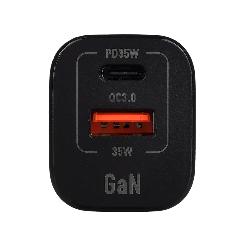 *Сетевое З/У GoPower GPQC09 1USB+1Type-C 35W QC3.0 GAN черный