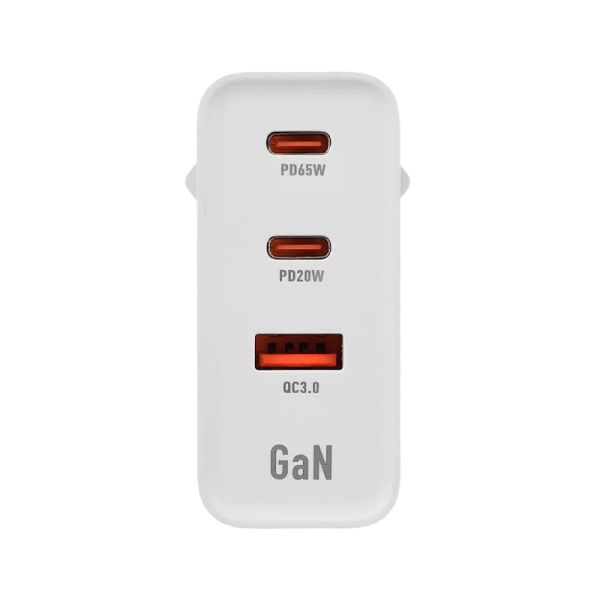 Сетевое З/У GoPower GPQC10 1USB+2Type-C 65W QC3.0 GaN белый