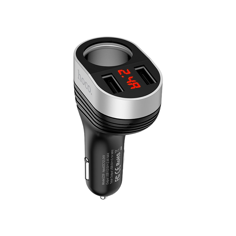 Автомобильное З/У HOCO Z29 2USB 3.1A 1 прикуриватель черный (1/12/120)